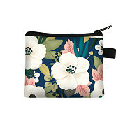 Flower Pattern Cartoon Style Polyester Clutch Bags, Change Purse with Zipper & Key Ring, for Women, Rectangle, Marine Blue, 13.5x11cm(PAAG-PW0016-15A)