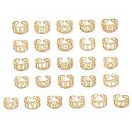 26Pcs 26 Style Vacuum Plating Golden 304 Stainless Steel Letter Open Cuff Rings Set, Alphabet Initial Letter, Letter A~Z, Inner Diameter: 16.2mm, 1Pc/style(RJEW-A024-01G)