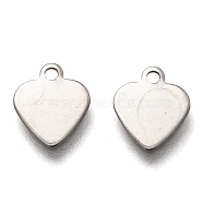 201 Stainless Steel Charms, Laser Cut, Heart, Stainless Steel Color, 10x9x0.5mm, Hole: 1.2mm(STAS-B001-07B-P)