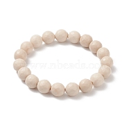 Natural Fossil Bead Stretch Bracelets, Faceted, Round, 2 inch~2-1/8 inch(5.2~5.5cm), Bead: 10mm(BJEW-K212-C-015)
