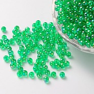 Eco-Friendly Transparent Acrylic Beads, Round, AB Color, Lime Green, 8mm, Hole: 1.5mm, about 2000pcs/500g(PL734-8)