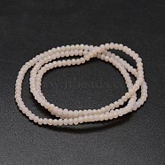 Half Rainbow Plated Faceted Rondelle Glass Bead Strands, Frosted, Blanched Almond, 2.8~3x2mm, Hole: 0.8mm, about 200pcs/strand, 15.1 inch(EGLA-L007-B05-2mm)