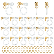 30Pcs 304 Stainless Steel Clip-on Earring Findings, with Plastic Findings & 60Pcs 304 Stainless Steel Jump Rings, Real 18K Gold Plated, 11x11x3mm, Hole: 1.8mm(STAS-UN0051-65)