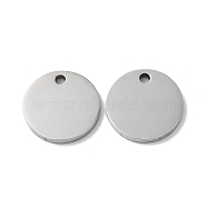 304 Stainless Steel Charms, Stamping Blank Tag, Flat Round Charm, Stainless Steel Color, 12x1.3mm, Hole: 1.6mm(STAS-Q308-09G-P)