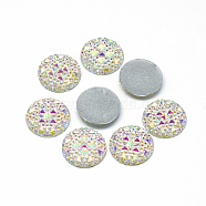 Resin Cabochons, Bottom Silver Plated, Half Round/Dome, White, 18x3.5mm(X-CRES-Q192-18mm-10AB)
