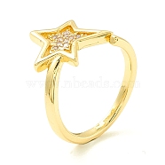 Clear Cubic Zirconia Star Open Cuff Ring for Women, Cadmium Free & Lead Free, Real 18K Gold Plated, US Size 6(16.5mm)(ZIRC-P096-12G)