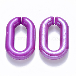 Opaque Acrylic Linking Rings, Quick Link Connectors, for Cable Chains Making, Pearlized, Oval, Purple, 31x19.5x5.5mm, Inner Diameter: 19.5x7.5mm(OACR-S036-006A-H04)
