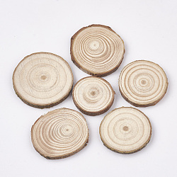 Undyed Unfinished Wooden Cabochons, Wood Slice, Tree Ring, PapayaWhip, 28~42x4~5.5mm(WOOD-T011-22)