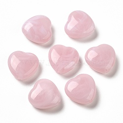 Transparent Acrylic Beads, Two Tone, Heart, Pink, 15x15.5x6.5mm, Hole: 1.4mm, about: 480pcs/500g(OACR-Z005-16E)