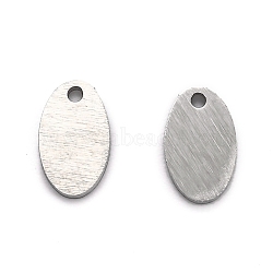 304 Stainless Steel Pendants, Stamping Blank Tag, Laser Cut, Double Side Drawbench Effect, Oval, Stainless Steel Color, 7x4.5x1mm, Hole: 1.8mm(STAS-O133-01H-P)