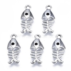 Alloy Enamel Pendants, Cadmium Free & Lead Free, Fishbone, Platinum, 18.5x8x3mm, Hole: 1.8mm(X1-ENAM-N054-49-RS)