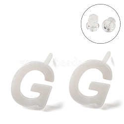 Hypoallergenic Bioceramics Zirconia Ceramic Stud Earrings, No Fading and Nickel Free, Alphabet, Letter G, 7x6mm(EJEW-F340-04G)