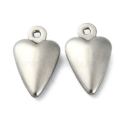 Non-Tarnish 304 Stainless Steel Pendants, Heart Charms, Stainless Steel Color, 18x10.5x4mm, Hole: 1.4mm(STAS-L024-009P)