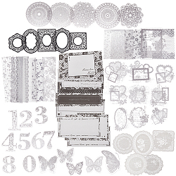 Black & White Lace DIY Scrapbooking Kits, Lace Stickers, Scrapbook Supplies Lace Paper Frames and Writable Paper Note, for Journal Photo Album Scrapbooking Craft, Mixed Shapes, 165x124x24mm(STIC-WH0024-01)