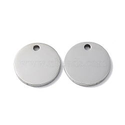 Non-Tarnish 304 Stainless Steel Charms, Stamping Blank Tag, Flat Round Charm, Stainless Steel Color, 12x1.3mm, Hole: 1.6mm(STAS-Q308-09G-P)