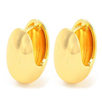 Rack Plating Brass Oval Hoop Earrings, Long-Lasting Plated, Lead Free & Cadmium Free, Real 18K Gold Plated, 20.5x12.5x12mm