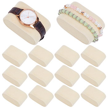 Velvet Bracelet Pillow Jewelry Displays, for Jewelry Bracelet & Watch Displays, Oval, Beige, 7.1x4.3x3.6cm