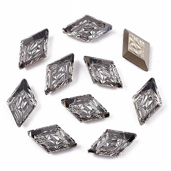 Textured K9 Glass Cabochons, Pointed Back/Random Color Back Plated, Rhombus, Rosy Brown, 13x8x3.5mm, about 48pcs/bag