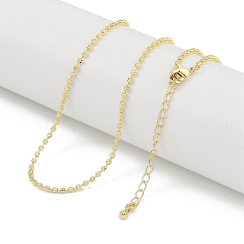 Rack Plating Brass Ball Chain Necklaces for Women, Long-Lasting Plated, Lead Free & Cadmium Free, Real 18K Gold Plated, 15.43x0.08 inch(39.2x0.2cm)