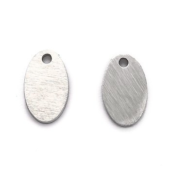 304 Stainless Steel Pendants, Stamping Blank Tag, Laser Cut, Double Side Drawbench Effect, Oval, Stainless Steel Color, 7x4.5x1mm, Hole: 1.8mm
