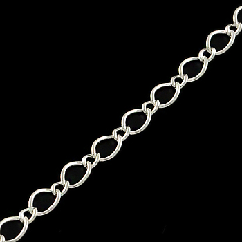 Iron Figaro Chains, with Spool, Soldered, Silver, 5.7x3.8x0.5mm, about 32.8 Feet(10m)/roll