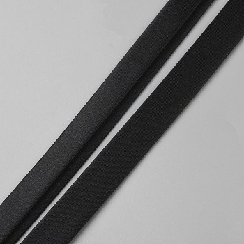 50M Polyester Satin Piping Trim, Cheongsam Piping Ribbon, Clothing Decoration, Black, 14~15x0.5mm, about 54.68 Yards(50m)/Roll