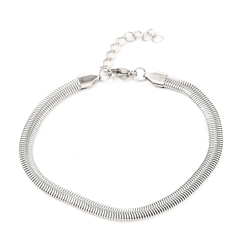 Unisex 304 Stainless Steel Herringbone Chain Bracelets, with Lobster Claw Clasps, Stainless Steel Color, 7-7/8 inch(20cm)
