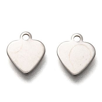 201 Stainless Steel Charms, Laser Cut, Heart, Stainless Steel Color, 10x9x0.5mm, Hole: 1.2mm