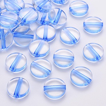Transparent Acrylic Beads, Flat Round, Royal Blue, 16x5mm, Hole: 2.8mm, about 480pcs/500g