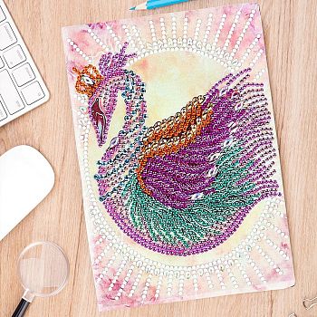 DIY Animal Theme Notebook Diamond Painting Kits, Including A5 Notebook, Resin Rhinestones, Diamond Sticky Pen, Tray Plate and Glue Clay, Peacock Pattern, 207x145mm, 50 pages/book