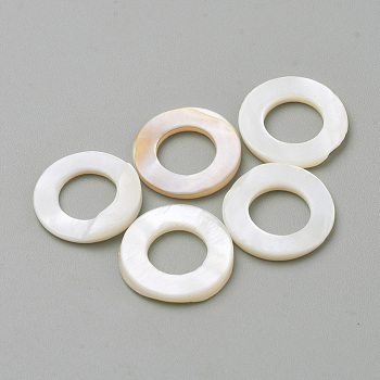 Freshwater Shell Linking Ring, Ring, Seashell Color, 13x2mm, 6~7mm inner diameter