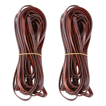 Flat Leather Jewelry Cord, Jewelry DIY Making Material, Coconut Brown, 5x1.4mm, about 10.94 Yards(10m)/Roll