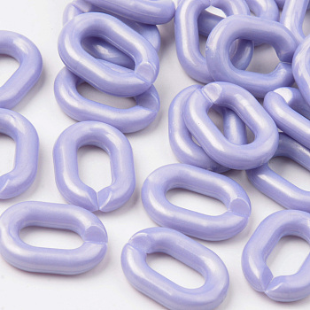 Opaque Acrylic Linking Rings, Quick Link Connectors, For Jewelry Cable Chains Making, Oval, Lilac, 19x14x4mm, Inner Diameter: 10.5x5.5mm, about 746pcs/500g