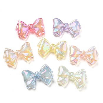 UV Plating Luminous Acrylic Beads, Glitter Beads, Glow in the Dark, Iridescent Bowknot, Mixed Color, 20.5x29.5x6.5mm, Hole: 2mm