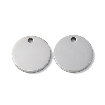 304 Stainless Steel Charms, Stamping Blank Tag, Flat Round Charm, Stainless Steel Color, 12x1.3mm, Hole: 1.6mm