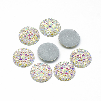 Resin Cabochons, Bottom Silver Plated, Half Round/Dome, White, 18x3.5mm