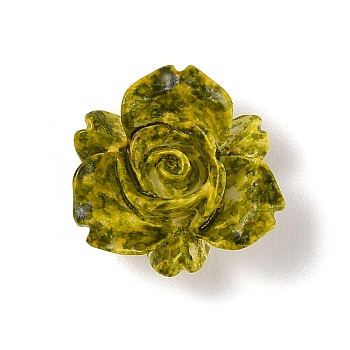 Opaque Resin Beads, Flower, Olive, 15x15x7.5mm, Hole: 1.4mm