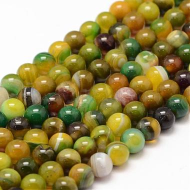 6mm YellowGreen Round Striped Agate Beads