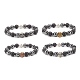 4 pièces 4 couleurs pierre de lave naturelle et ensemble de bracelets extensibles en hématite synthétique(BJEW-JB07881)-1