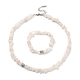 Collier de perles en quartz rose naturel et bracelet extensible(SJEW-JS01281-02)-1