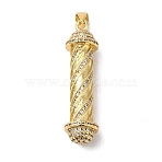 Rack Plating Brass Micro Pave Clear Cubic Zirconia Pendants, Long-Lasting Plated, Lead Free & Cadmium Free, Light, Real 18K Gold Plated, 36.5x9.5mm, Hole: 4x3.5mm(KK-B092-31G)