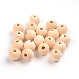 10mm Moccasin Round Wood Beads(WOOD-S651-10mm-LF)