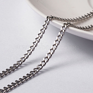 304 Stainless Steel Twisted Chains, Curb Chains, with Spool, Faceted, Unwelded, Stainless Steel Color, 4x3x0.8mm, about 32.8 Feet(10m)/roll(CHS-H007-48P)