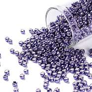 TOHO Round Seed Beads, Japanese Seed Beads, (567) Galvanized Lilac, 8/0, 3mm, Hole: 1mm, about 222pcs/bottle, 10g/bottle(SEED-JPTR08-0567)