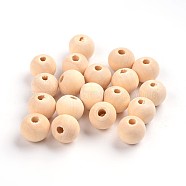 Natural Unfinished Wood Beads, Round Wooden Loose Beads Spacer Beads for Craft Making, Lead Free, Moccasin, 10mm, Hole: 2~3.5mm(WOOD-S651-10mm-LF)