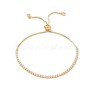 Adjustable Rack Plating Brass Cubic Zirconia Chain Bracelets, Slider Bracelet for Women, Lead Free & Cadmium Free, Real 18K Gold Plated, 10-3/4 inch(27.4cm)(X-BJEW-A132-01G)