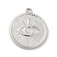 304 Stainless Steel Pendants, Flat Round with Eye, Stainless Steel Color, 22x19x2mm, Hole: 1.8mm(STAS-P312-19P)