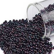 TOHO Round Seed Beads, Japanese Seed Beads, (504) Higher Metallic Purple Iris, 11/0, 2.2mm, Hole: 0.8mm, about 5555pcs/50g(SEED-XTR11-0504)
