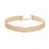 5 Row Crystal AB Rhinestone Choker Necklace, Wide Rhinestone Necklace for Women, Golden, 12.6 inch(32cm)(NJEW-F289-03B-G)