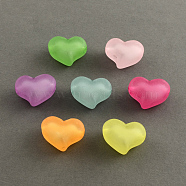 Frosted Acrylic Beads, Bead in Bead, Heart, Mixed Color, 15~16x21x12mm, Hole: 3mm(X-FACR-Q004-M)